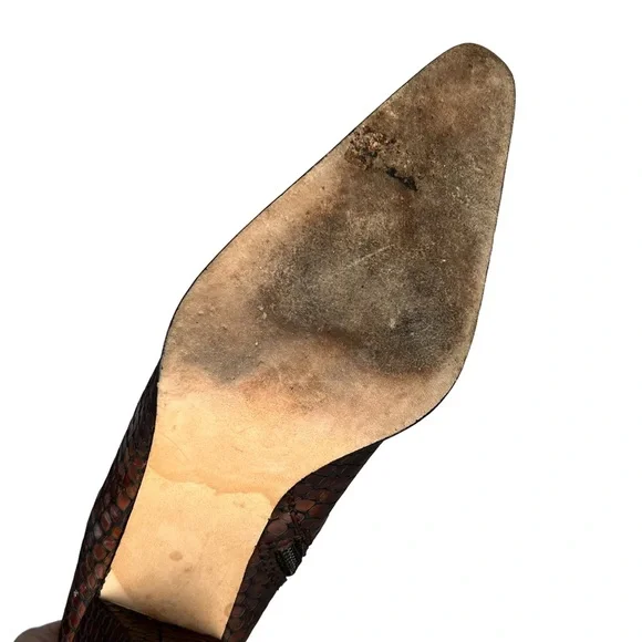 Sacha London Women’s Leather Metallic Copper Reptile Textured Ankle Boots 7B - Picture 11 of 16